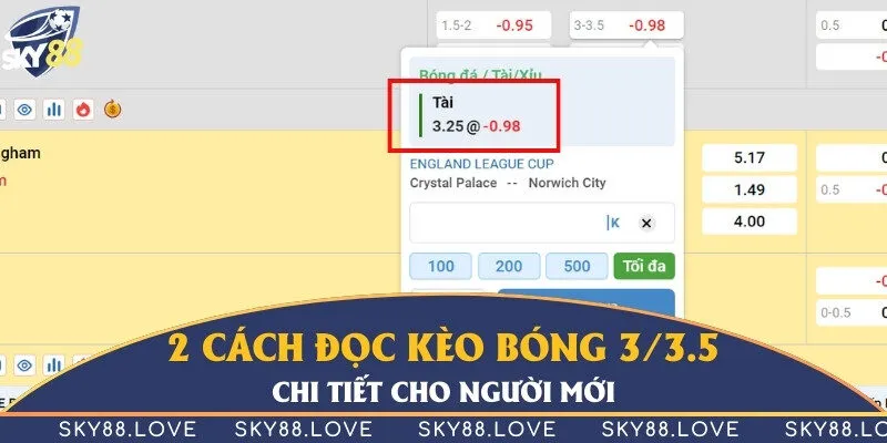 Cách đọc kèo bóng 3/3.5 chi tiết nhất 