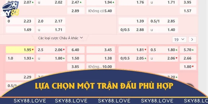 Lựa chọn trận đấu là kinh nghiệm tham gia tỷ lệ 0.5/1 