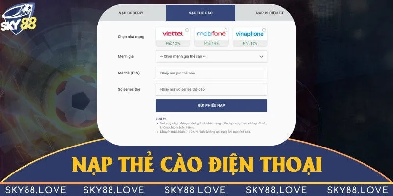 Sử dụng thẻ cào điện thoại để nạp tiền