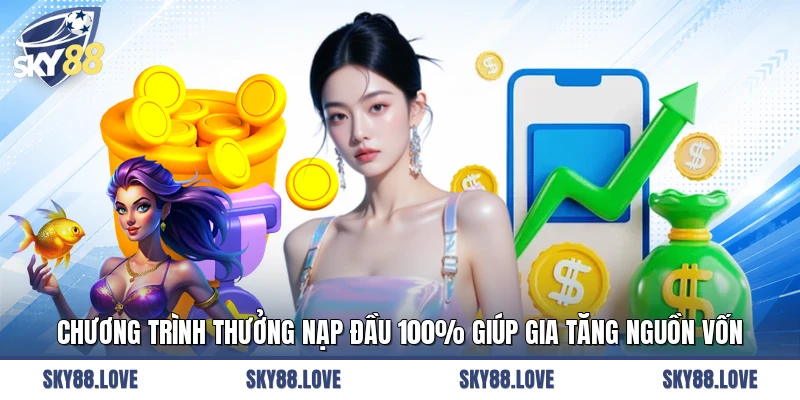 Chương trình thưởng nạp đầu 100% giúp gia tăng nguồn vốn